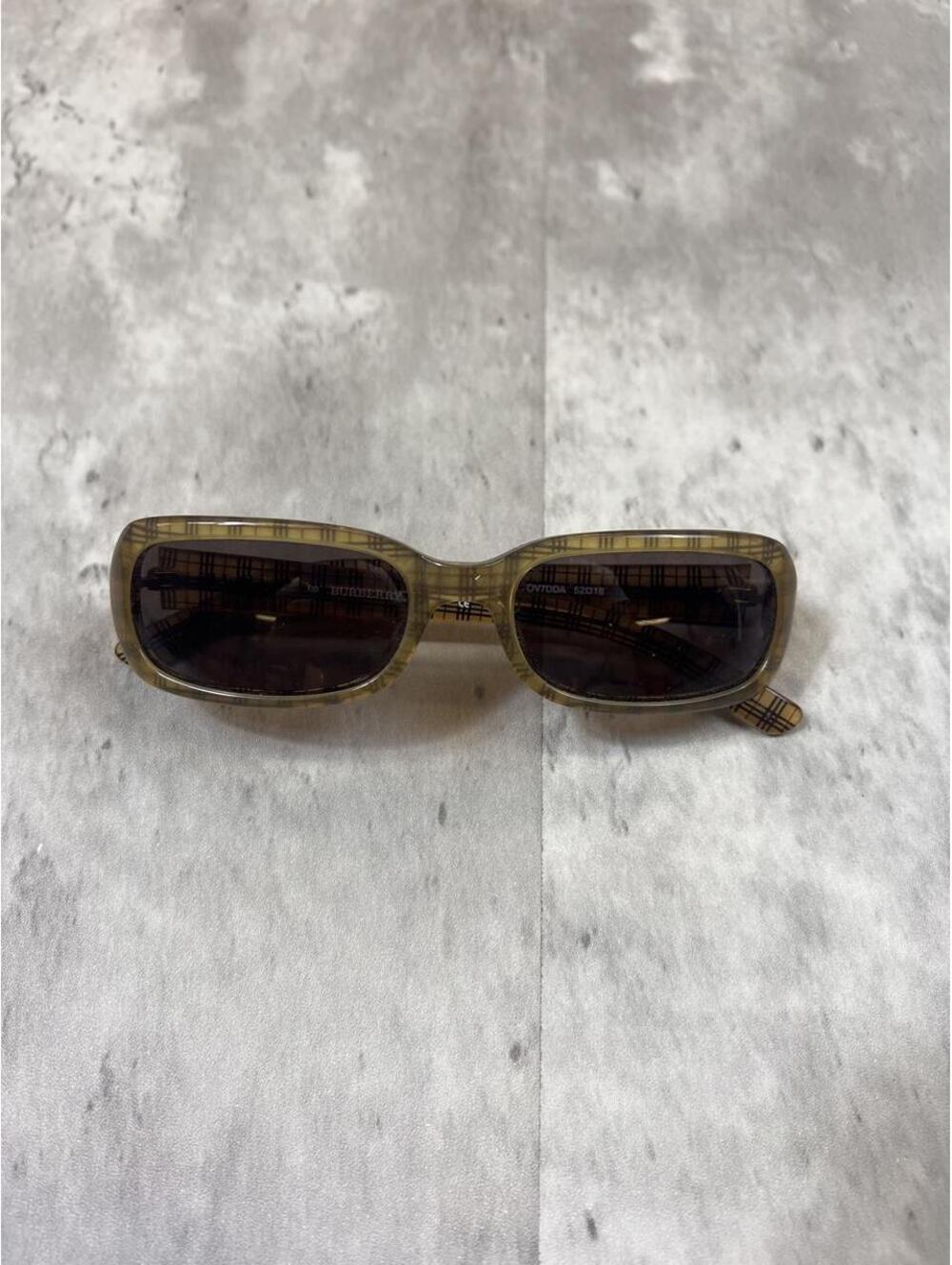 Vintage Burberry Nova Check Sunglasses Brown Rectangle Safilo Y2K
